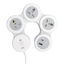 GM G-Hoop 4+1 Multi Plug Extension Board with 2 Metre Cord | Type-C & A USB Port | Smart Spike Guard with Switch, LED Indicator & Safety Shutters | Best for Desk, TV, Office & Charging Station