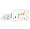 Bitcorp 2500W Power Strip, 6A Universal Extension Board with 6 Socket 6 Switch, Surge Protector, 1 Meter Cord for Home Gadgets, Office, Fridge, Cooler, Air Conditioner (White) 220V
