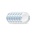 La Opala Diva Classique Collection Opal Glass Crockery | Quarter Plate Set of 6 | Aster Blue Design | for Snacking & Gifting | Microwave Safe | 100% Vegetarian | Extra Strong | Light & White