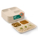 ECO SOUL 3 Compartment Bagasse Meal Tray[9 Inch], Pack of 50 | Disposable Plates Eco Friendly Disposable Food Paper Plates | Home Use, Party, Picnic, Restaurant & Catering Use |