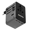 Destinio Universal Travel Adapter - 6-in-1 Fast Charging International Charger with PD, Type C & 3 USB Ports - All-in-One for US, UK, Europe (45W- Type C- (6 in 1) - Gray)
