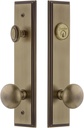 Grandeur Hardware 840171 Carre' Tall Plate Complete Entry Set with Fifth Avenue Knob, Backset Size - 2.75", Vintage Brass