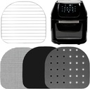Air Fryer Dehydrator Rack Replacement for Chefman 6.3 Quart, Power XL Airfryer Pro 6qt, Power XL Vortex Pro 10 qt, Caynel 6qt Airfryer Oven Removable Trays and Reusable Liners by INFRAOVENS