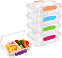 5 Pack Plastic Snack Containers Bento Boxes with 2 Compartments Travel Snack Container Sandwiches/Fruits/Candies Food Storage Containers Dishwasher Safe