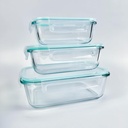 3 Piece Glass Food Storage Container Set Sealed Reusable Pantry Kitchen Storage Container Glass Lunch Prep Container Lunch Box, Microwave, Refrigerator and Dishwasher.