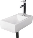 18"D x 10"W x 5"H Small White Ceramic Corner Wall-Mount Bathroom Sink – Mini RV Vanity Basin with Chrome Faucet & Drain Combo (Right-Hand Design)