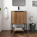 24" Bathroom Vanity with Sink, 24 Inch Freestanding Vanity, Single Sink Bathroom Vanity Combo, Modern Brown Floor Stand Storage Cabinet Set with Open Shelf (MP-011, 24''W X 18''D)