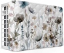 Fall Flower Indoor Air Conditioner Cover for Window Units, Watercolor Floral Herb Blue Brown Double Insulation Adjustable Waterproof Indoor AC Cover with Elastic Straps 25" x 18" x 3.5"