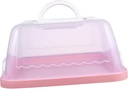 Plastic Cake Box Lid and Handle Cake Carrier Transporter Pink for Parties and Storage