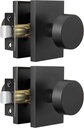 goldenwarm Black Closet Door Knob, Heavy Duty Matte Black Passage Door Knobs for for Hallway, Closet, Round Interior Door Knob, Zinc-Alloy Rectangle Rosette Indoor Doorknob (2 Pack)