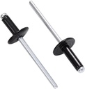 Maozaa 50 pcs 3/16" x 5/8" Large Flange Black Aluminum Blind Rivets, 4.8 x 16mm Pop Rivets, Blind Rivets for Metal