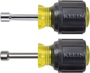 KLEIN TOOLS 610M Tool Set, Made in USA, Magnetic Nut Driver Set with Stubby Nut Driver Sizes 1/4 and 5/16-Inch, Full Hollow Shaft, 2-Piece