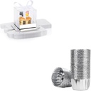 EUSOAR 24pcs 3.5" Cupcakes Boxes and 50pcs Aluminum Foil Silver Cupcake Liners