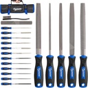 32PCS Metal File Set, Diamond Steel Needle Files, Wood Rasp, 4 Way Riffler File, Sandpapers, Wire Brush with Tool Bag for Metal, Wood, Plastic, Jewelry Carving, Polishing