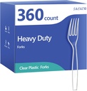 SACATR 360 Count Plastic Forks Heavy Duty, Plastic Silverware Clear Forks, Premium Disposable Forks Bulk, BPA-Free, Heat Resistant, Suitable for Parties, Events and Everyday Use