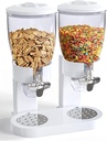 Dual Food Dispenser - Dry Food Dispenser Perfect As A Candy, Nuts, Rice, Granola, Cereal & more Dispenser. Dispenses 1 Ounce Per Twist! Stores Food, and Keeps Your Food fresh (White)