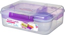 Sistema Bento Box Adult Lunch Box with 2 Compartments, Sandwhich Container, and Salad Dressing Container, Dishwasher Safe, Color May Vary