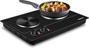 CUSIMAX Hot Plate, 1800W Electric Burner Double Hot Plate for Cooking Countertop Burner with Adjustable Temperature Control, Portable Electric Cast Iron Hot Plates Cooktop, Easy to Clean, Black