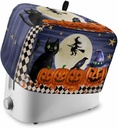 Halloween Toaster Cover Witch Riding a Broom 4 Slice Toaster Oven Covers for Kitchen, Black Cat Pumpkin Dust Cover for Small Appliance Cover and Fingerprint Protection, Bread Machine Cover