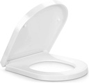 SADALAK D/U Shape Toilet Seat,Soft Close and Quick-Release for Easy Cleaning Toilet Seats Cover,Stable Hinge Design to prevent shifting -White Elongated Toilet Lid