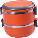 Luxshiny for Storage Food -tier Snack Insulated Stackable Portable Thermal Orange Outdoors Picnic Office Two Lunch Lock Tiers Holder Stainless Container Bento Soup Adults