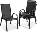MAMIZO Patio Dining Chairs, Stackable All Weather Teslin Chair, Heavy Duty Outdoor Breathable Chairs Set, w/Armrests, Upgraded Chair FeetW/Strenthened Iron Spacers, 330 LBS (4, Black, 26.4″)