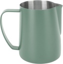 Milk Frothing Pitcher, 480ml 16oz Stainless Steel Steaming Pitcher Milk Frother Cup with Scale and Pointed Mouth for Espresso Cappuccino Latte Coffee Art, 4.4 x 3.5in (Green)