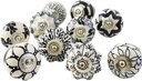Ajuny Ceramic Cabinet Knobs, Set of 10 - Vintage Black & White, Hand-Painted Pumpkin & Round Drawer Pulls for Kitchen Cabinets, Vanities, Dressers & Cupboards, 1.5 in, Screws & Backplates Included