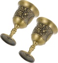 KICHOUSE Vintage Metal Goblet Cup Set 2pcs Embossed Zinc Alloy Wine Glasses for Home Bar Retro Style Drinking Cups for Parties and Celebrations