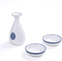 Sake Set Pottery Japanese Style Sake Set Creative Snowflake Glaze Porcelain, Hand Painted Simple Crafts, 3 Pieces