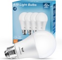 A19 LED Light Bulb, 9W E26 Lighting Bulbs(60 Watt Equivalent),5000K Cool White, 800LM Standard Base for Kitchen, Living Room, Corridor, Office, UL Listed, 4 Packs