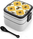 Honey Bee Bento Box Adult Lunch Box with 2 Compartments Reusable Lunch Containers for Office Picnic