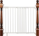 Summer Infant Metal Banister & Stair Safety Pet and Baby Gate,31'-46' Wide, 32.5' Tall, Install Banister to Banister or Wall or Wall to Wall in Doorway or Stairway, Banister and Hardware Mounts -White