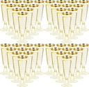 CHENGU 150 Pcs Plastic Champagne Flutes Bulk 5 Oz Toasting Flutes Wine Glasses Disposable Champagne Glasses Reusable Cocktail Cups for Wedding Celebration Party Toasting Drinking (Glitter Gold Rim)