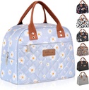 HOMESPON Insulated Lunch Bag for Women Men Adults Lunch Tote with Front Pocket Lunch Box Container Cooler Bag for Work Picnic (Blue Daisy)