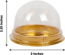 Balsa Circle 50 Gold 3 in Round Mini Cupcake Boxes Clear Dome Plastic Favor Holders Wedding Party Event Reception Decoration Supplies