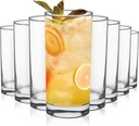 LADY&HOME Highball Glasses Set of 8,13oz Tall Drinking Glasses,Lead-Free Water Glasses,Mojito Glass Cups,Cocktail Bar Glassware Set (Clear)
