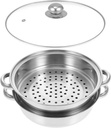 UPKOCH Stainless Steel Double Layer Steamer Pot Household Kitchen Cookware Food Steamer for Buns Eggs and Seafood Easy to Clean and Dishwasher for Housewarming