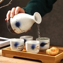 Sake Cup Set Japanese Japanese, 5 Piece Set Sake Serving Set, Quaint Texture Glaze Ink Painting, for Cold/Warm/Hot Sake/Shochu/Tea Sake Pot Set