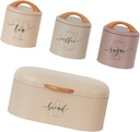 4X Sugar Coffee Tea Canisters Bins Stylish Bottles Multiuse Keep Goods Fresh Bread Box Set for Kitchen Home Office Countertop