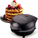 Ceramic Nonstick Mini Snack Waffle Maker, 4” Mold, Quick Heat for Crispy Waffles, French Toast, Tuna Melt, Egg & Grilled Cheese, Sandwiches for Kids & Family, Just Add Batter (Black)