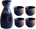 5 Piece Ceramic Wine Glass Set Quaint Temperament Sake Cup Set Sake Set Liquor Dispenser for Warm Cold Sake