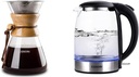 COSORI Pour Over Coffee Maker with Double-layer Stainless Steel Filter,34 Ounce & Electric Kettle with Upgraded Stainless Steel Filter and Inner Lid, Wide Opening Glass Tea Kettle,1.7L, Black