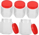 IMIKEYA 5pcs Airtight Hexagonal Plastic Storage Jars for Pantry Kitchen Dry Food Container Twist Lid for Nuts Cereal Snacks Candy Flour Organization