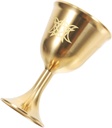 Vintage Brass Altar Cup Elegant Pentagram Triple Moon for Home Decor Blessings Stable High Stem Goblet for Wine Water Use