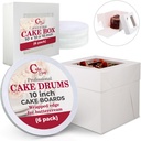 Cakebon Cake Boxes with Boards - 10 Inch Round Cake Drum White (6-pack) - Box With Window for Birthdays, Weddings and Parties