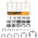 E Clip Circlip Assortment Kit 330PCS 14 Size 304 Stainless Steel External Retaining Rings Washer Circlip Rings Kit Metric E Clip for Bearings Gears Pulleys,Axles Includes Sizes of M1.5-M15