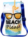 NeckSip Beach Please Wearable Drink Pouches (12oz, 2pk, Lanyards Blue) Must have for Beach Parties, Travel Vacations, Tropical Holidays, Summer Concerts, and Outdoor Events