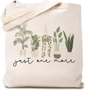 TSIIUO Women's Just One More Plant Canvas Tote Bag Funny Gardener Gift Plant Lover Reusable Shopping Canvas Bag