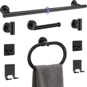 9 Piece Towel Racks for Bathroom Set, Matte Black Bathroom Accessories Set, SUS304 Stainless Steel Bath Towel Bar Set, Robe Towel Hooks, Toilet Paper Holder Wall Mounted